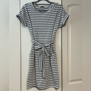 Chic Striped Gray Mini Dress
